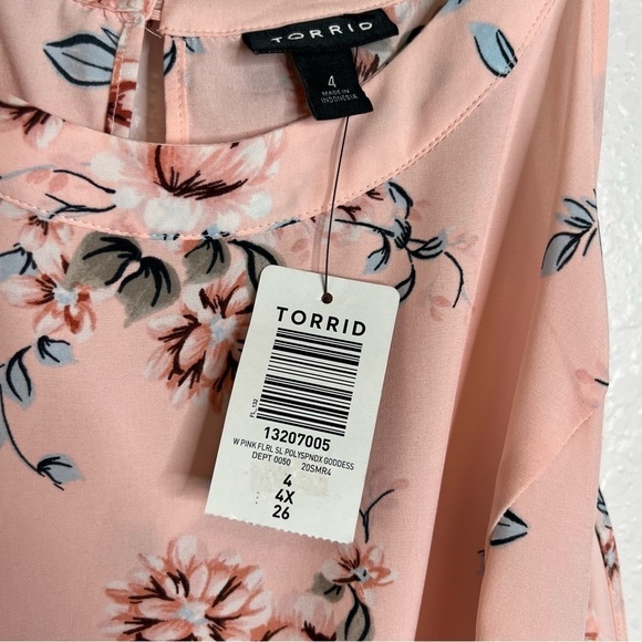 Torrid Top Women Size 4 4X 26 Floral Pink Babydoll Chablis Goddess Tank  B9 - Picture 10 of 11